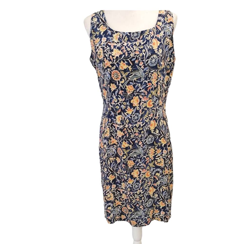 Ann Ashley Sheath Dress Sleeveless 100% Silk Floral Sz 12